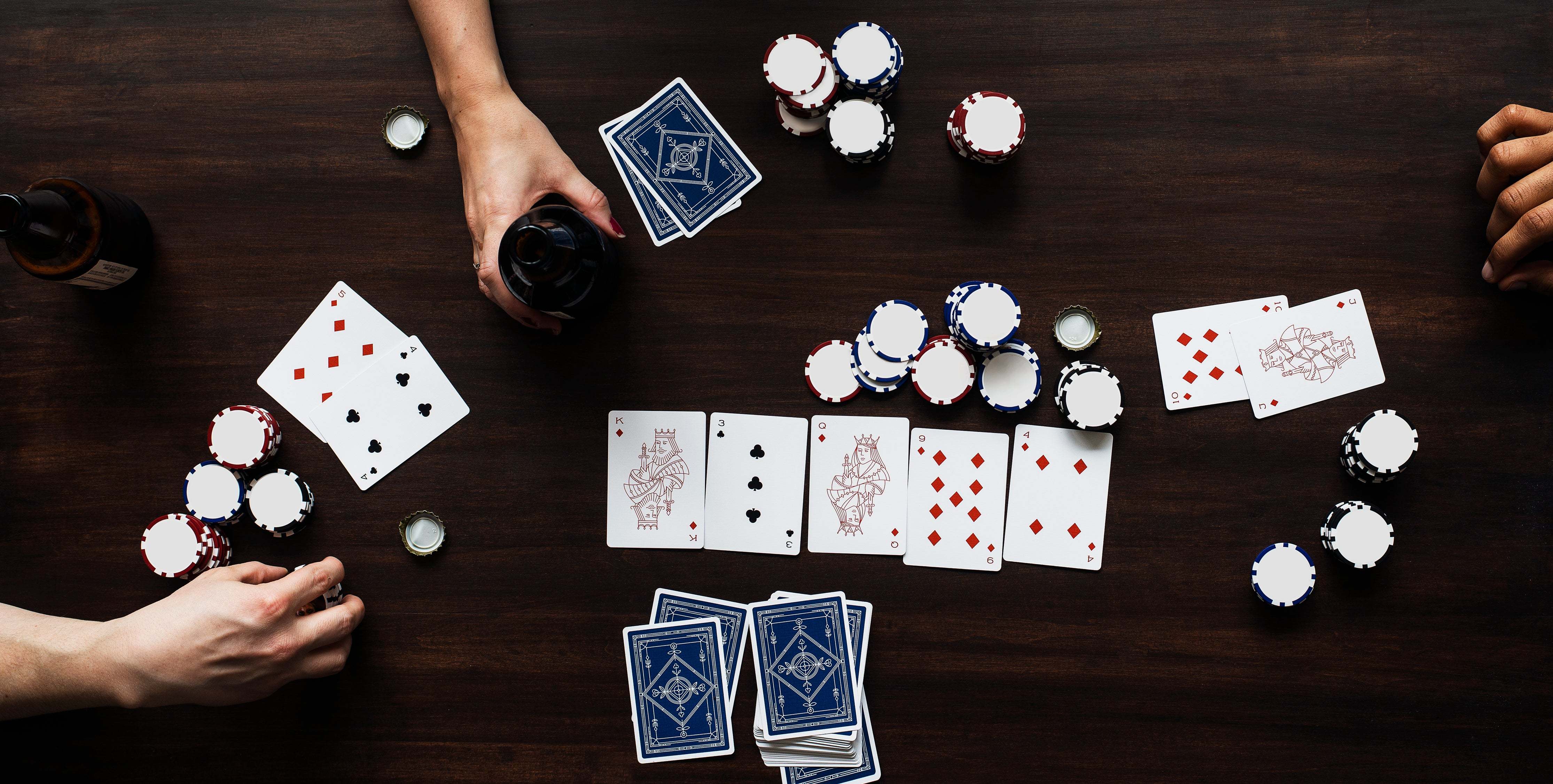 Poker game on table top